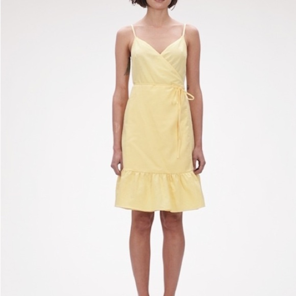 Gap yellow linen wrap dress
